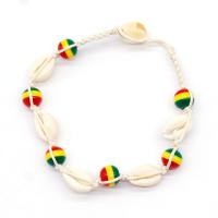 Cotton Cord Anklet, with Shell, plated, fashion jewelry & for woman, white Approx 10.2 Inch 