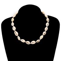 Shell Necklace, with Cotton Cord & Plastic Pearl, plated, fashion jewelry & for woman Approx 15.7 Inch 