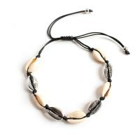 Shell Anklet, with Waxed Cotton Cord & Zinc Alloy, plated, Adjustable & fashion jewelry & for woman Approx 8.2 Inch 