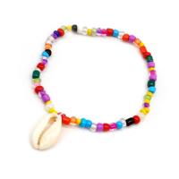 Seedbead Anklet, with Shell, plated, fashion jewelry & for woman, Random Color Approx 7 Inch 