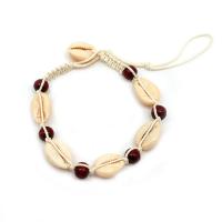 Shell Anklet, with Cotton Cord, plated, fashion jewelry & for woman Approx 8.2 Inch 