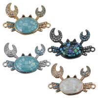 Brass Connector, with Abalone Shell, Crab, plated, micro pave cubic zirconia & 1/1 loop Approx 1.5mm 