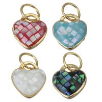Brass Heart Pendants, with Abalone Shell, real gold plated Approx 4.5mm 