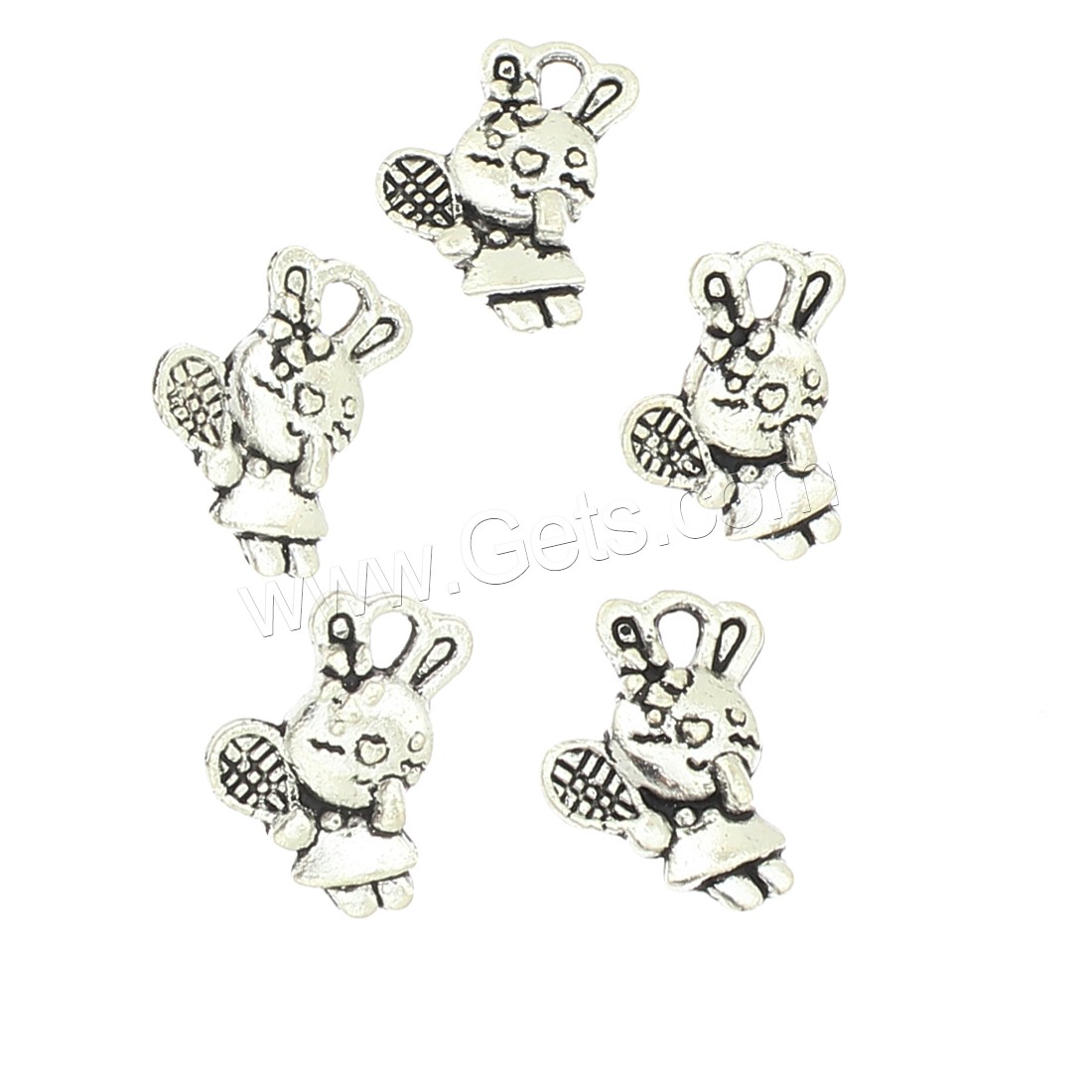 Zinklegierung Tier Anhänger, Hase, plattiert, großes Loch, keine, 11x15x3mm, Bohrung:ca. 3mm, ca. 625PCs/Tasche, verkauft von Tasche