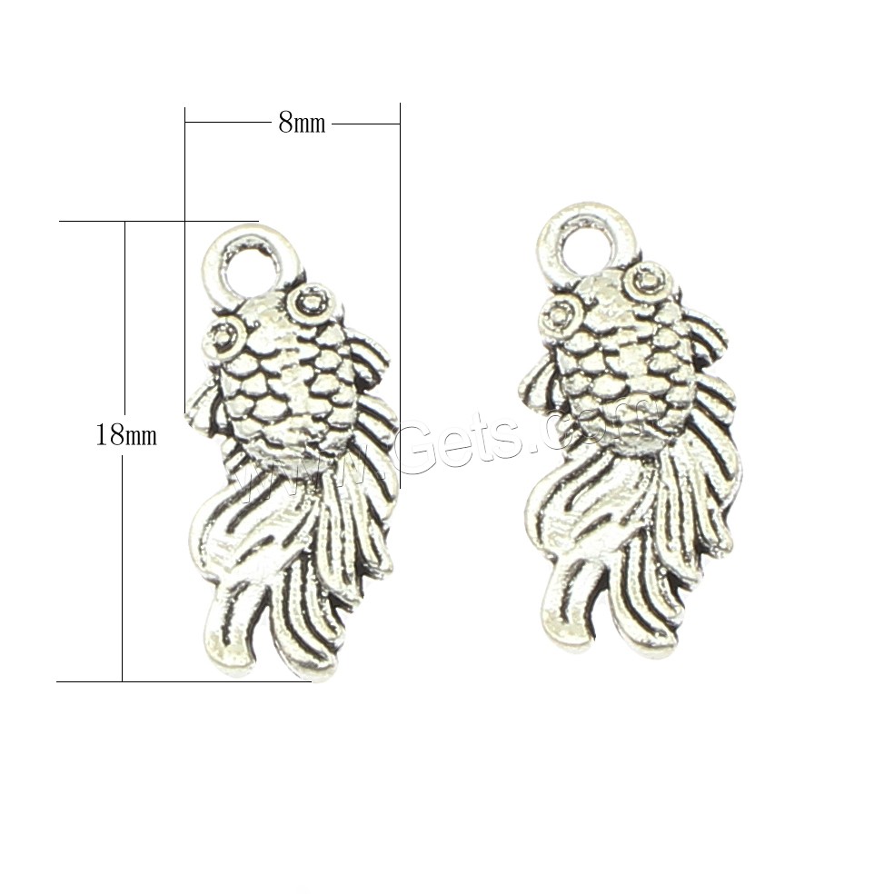 Zinklegierung Tier Anhänger, Goldfisch, plattiert, keine, 8x18x3mm, Bohrung:ca. 2mm, ca. 555PCs/Tasche, verkauft von Tasche