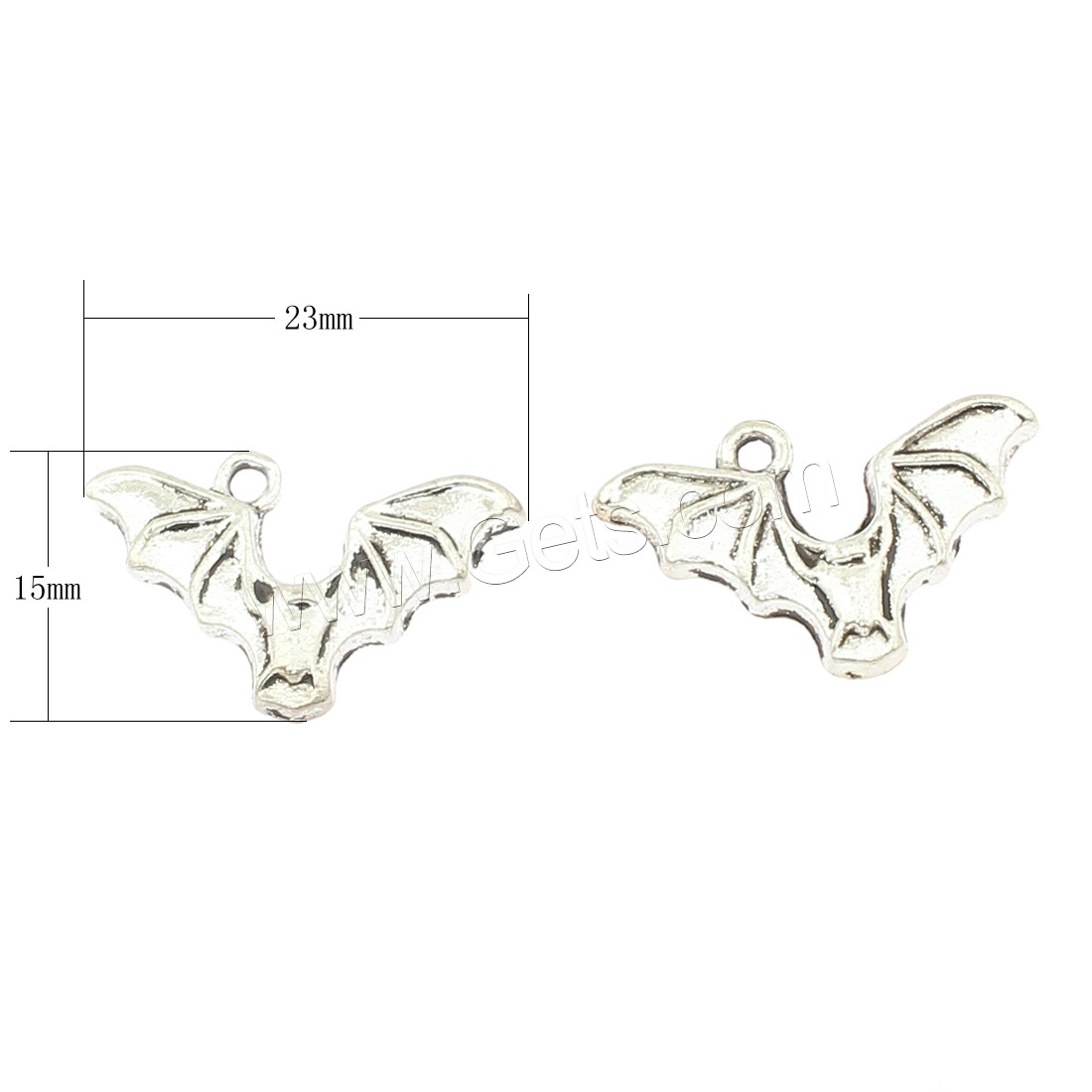 Zinklegierung Tier Anhänger, Fledermaus, plattiert, keine, 23x15x3mm, Bohrung:ca. 2mm, ca. 330PCs/Tasche, verkauft von Tasche