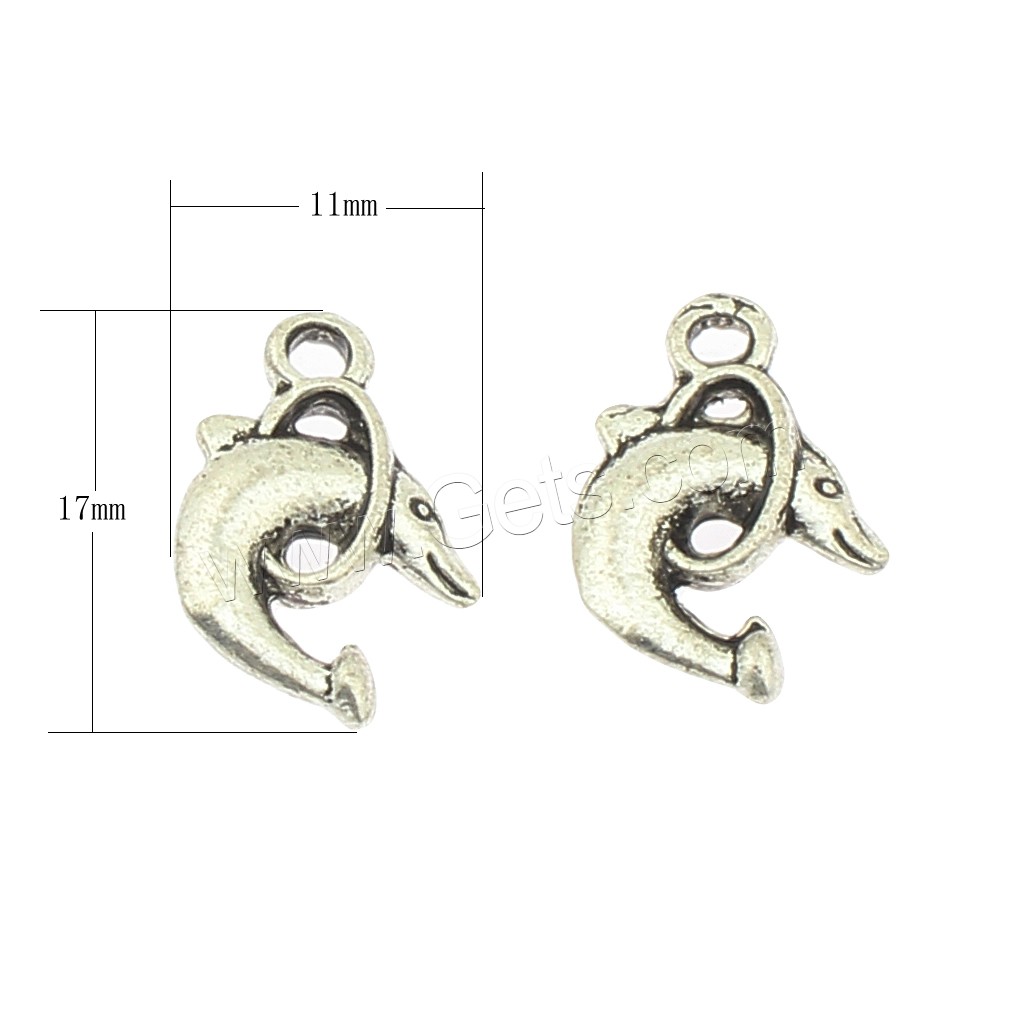 Zinklegierung Tier Anhänger, Fisch, plattiert, keine, 11x17x3mm, Bohrung:ca. 2mm, ca. 555PCs/Tasche, verkauft von Tasche