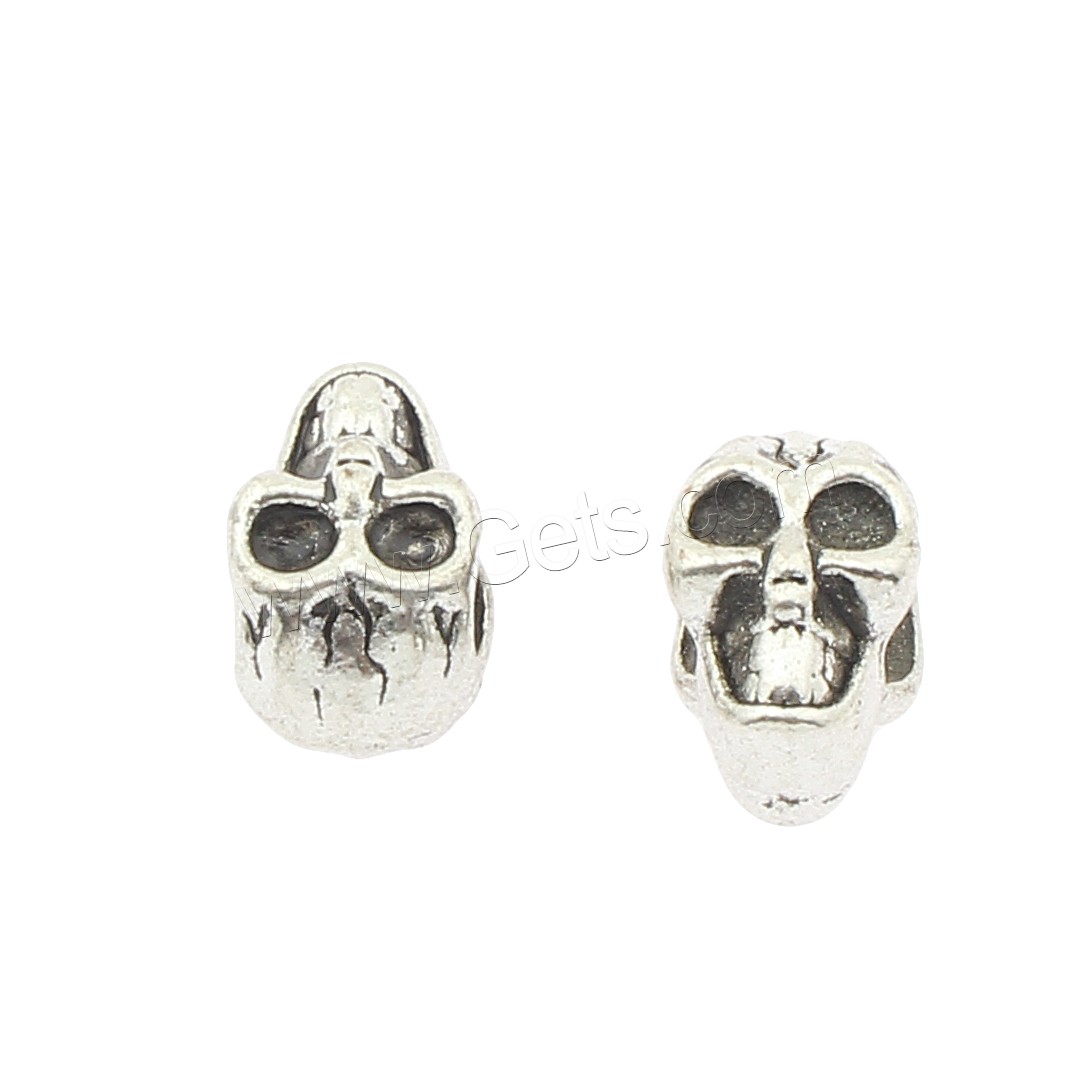 Zinc Alloy Large Hole Beads, Skull, plated, more colors for choice, 8x12x9mm, Hole:Approx 5mm, Approx 240PCs/Bag, Sold By Bag