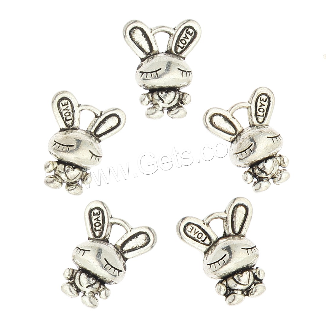 Zinklegierung Tier Anhänger, Hase, plattiert, keine, 14x17x7mm, ca. 320PCs/Tasche, verkauft von Tasche