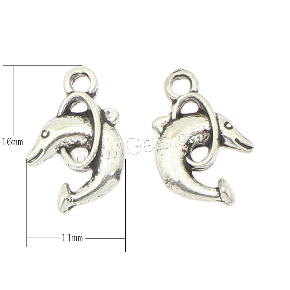 Zinklegierung Tier Anhänger, Fisch, plattiert, keine, 11x16x3mm, Bohrung:ca. 2mm, ca. 500PCs/Tasche, verkauft von Tasche