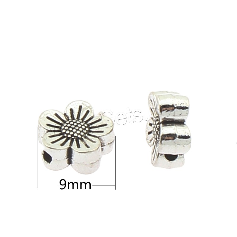 Zinc Alloy Flower Beads, plated, more colors for choice, 9x4mm, Hole:Approx 1mm, Approx 500PCs/Bag, Sold By Bag