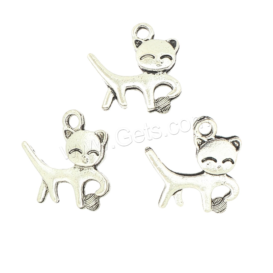 Zinklegierung Tier Anhänger, Katze, plattiert, keine, 20x19x3mm, Bohrung:ca. 2mm, ca. 270PCs/Tasche, verkauft von Tasche