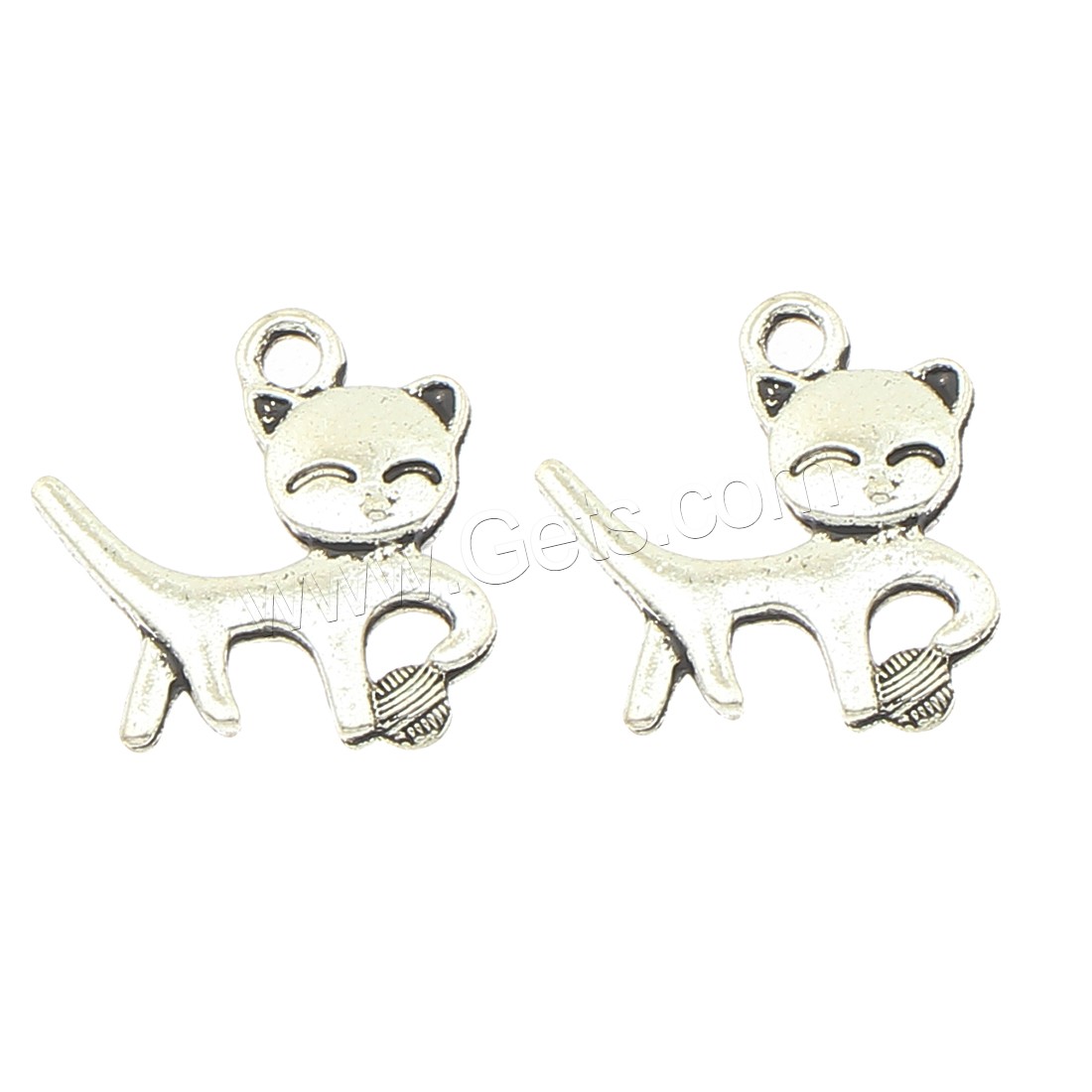 Zinklegierung Tier Anhänger, Katze, plattiert, keine, 20x19x3mm, Bohrung:ca. 2mm, ca. 270PCs/Tasche, verkauft von Tasche