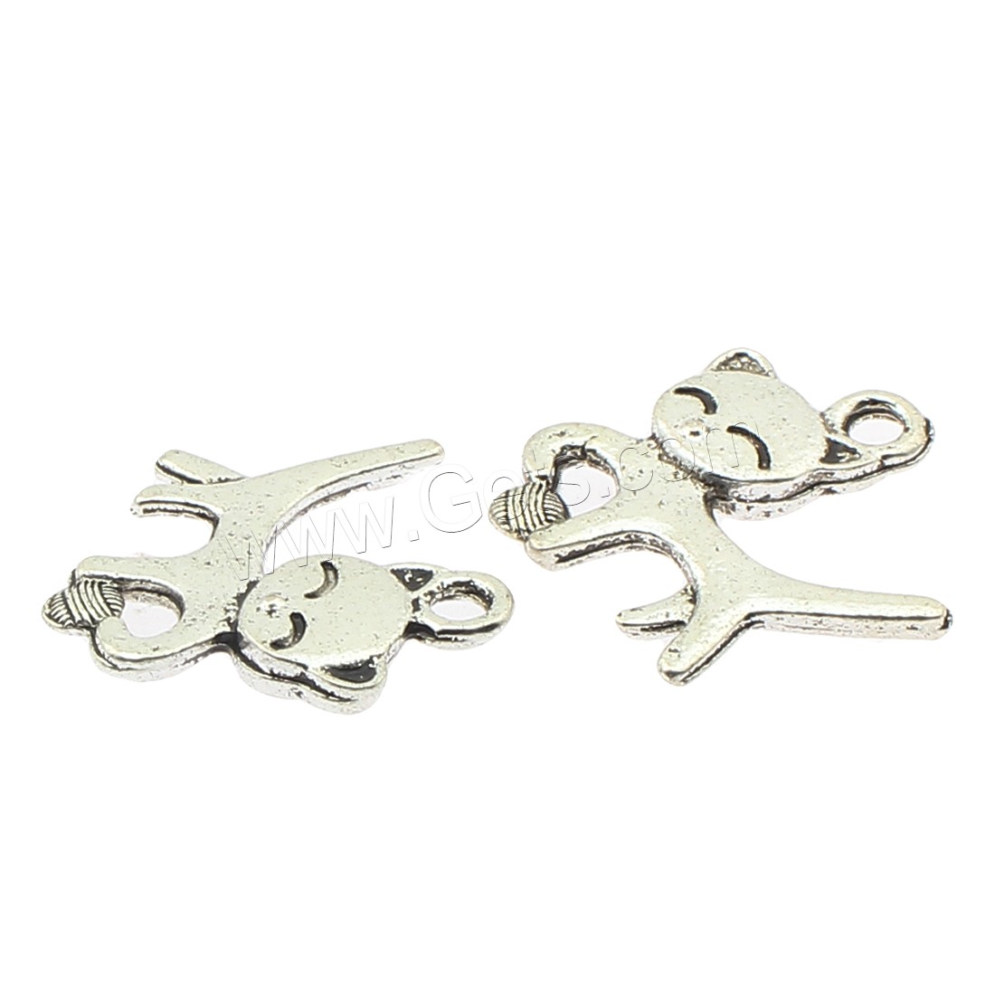 Zinklegierung Tier Anhänger, Katze, plattiert, keine, 20x19x3mm, Bohrung:ca. 2mm, ca. 270PCs/Tasche, verkauft von Tasche