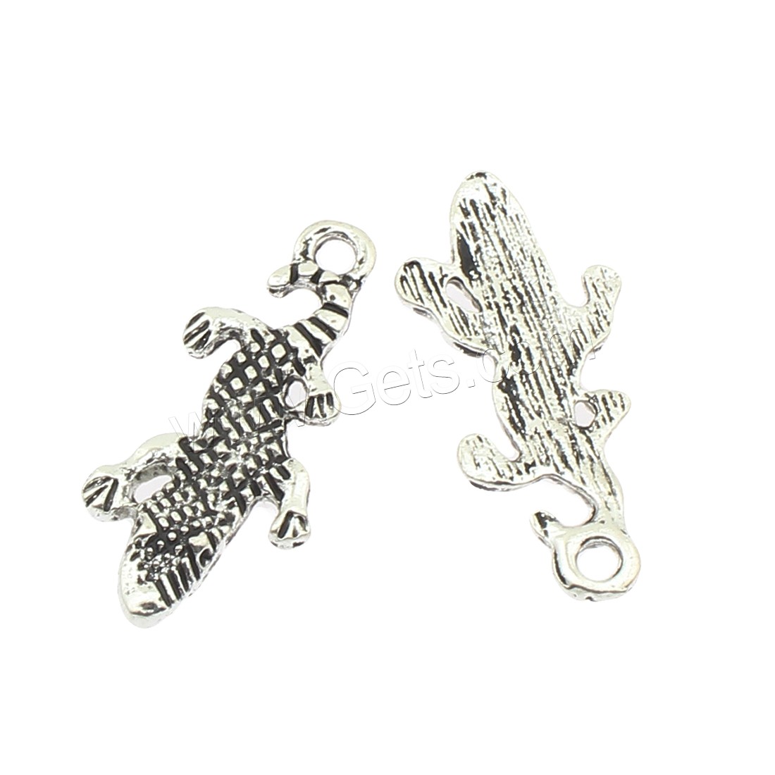 Zinklegierung Tier Anhänger, Krokodil, plattiert, keine, 11x26x2mm, Bohrung:ca. 2mm, ca. 450PCs/Tasche, verkauft von Tasche