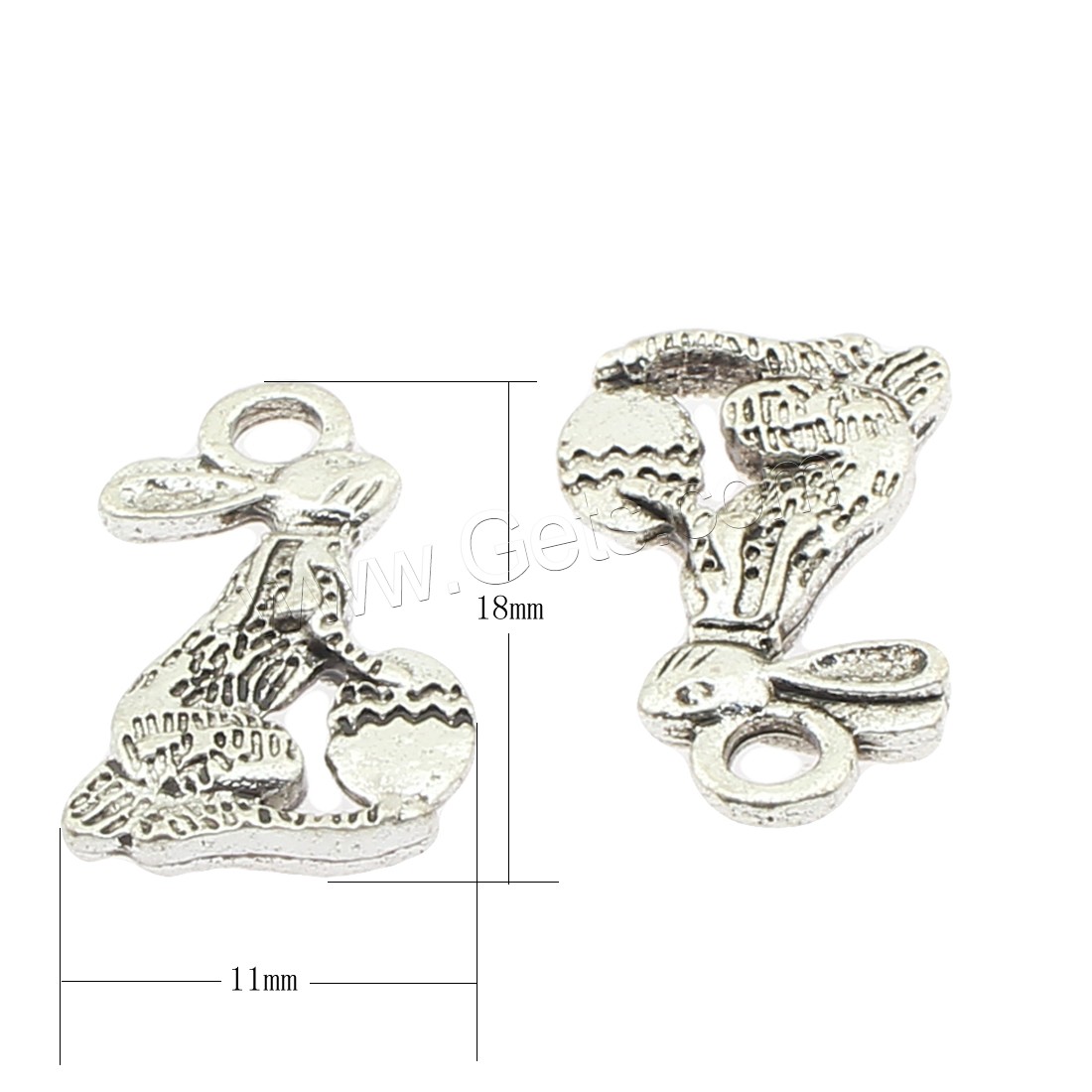 Zinklegierung Tier Anhänger, Hase, plattiert, keine, 11x18x3mm, Bohrung:ca. 2mm, ca. 380PCs/Tasche, verkauft von Tasche