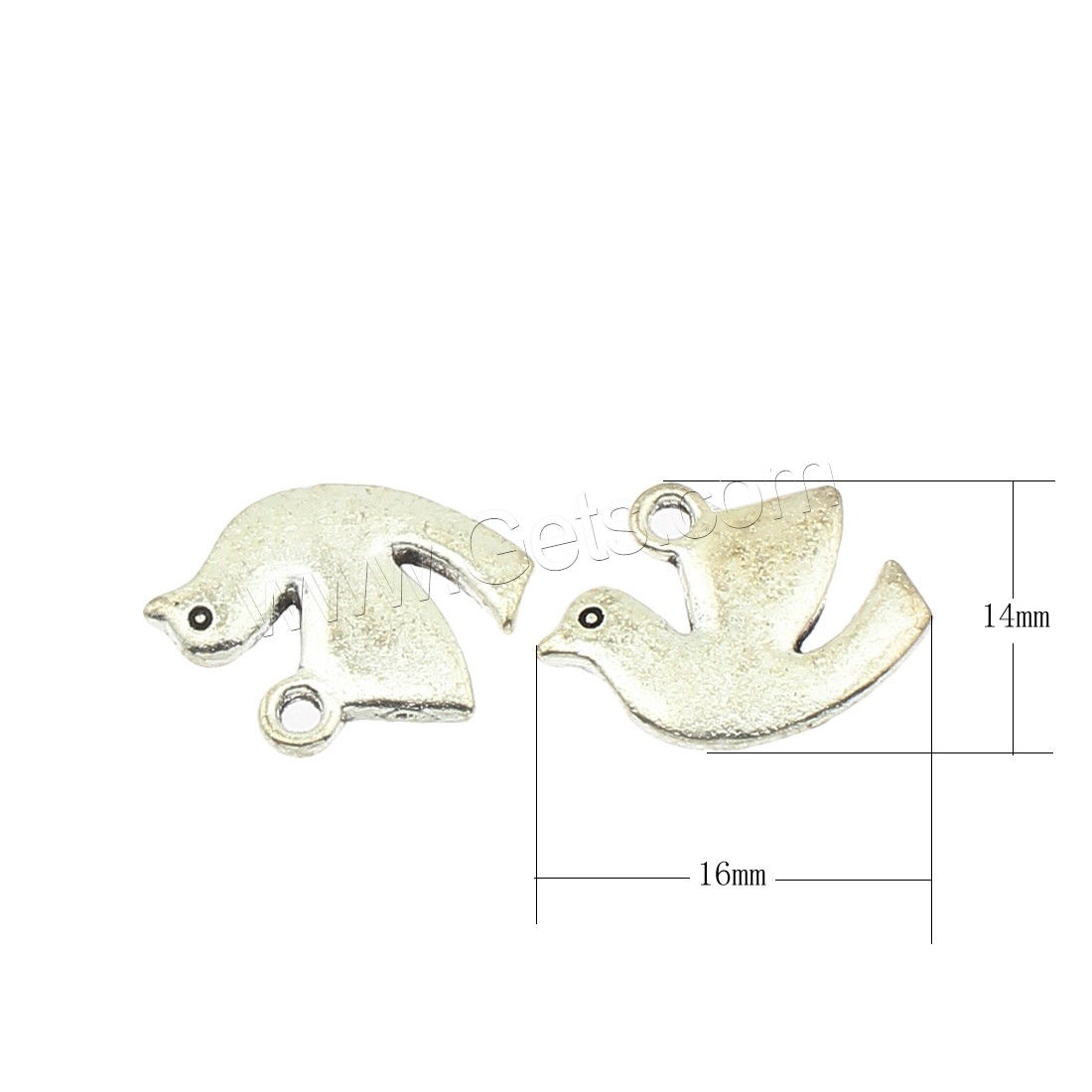 Zinc Alloy Animal Pendants, Dove, plated, more colors for choice, 16x14x2mm, Hole:Approx 2mm, Approx 410PCs/Bag, Sold By Bag