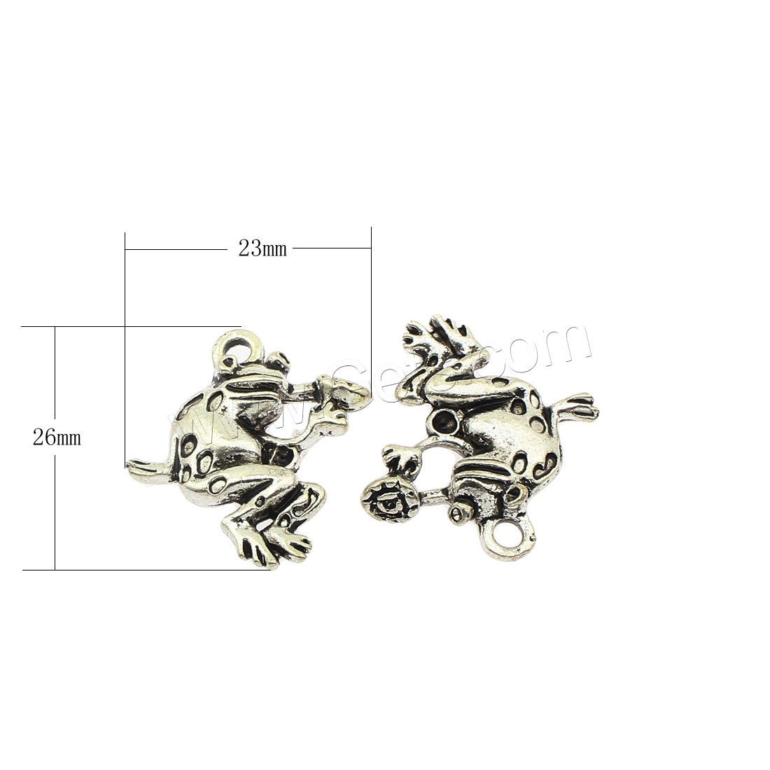 Zinklegierung Tier Anhänger, Frosch, plattiert, keine, 23x26x5mm, Bohrung:ca. 2mm, ca. 170PCs/Tasche, verkauft von Tasche