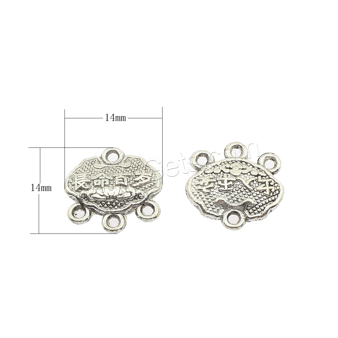 Zinc Alloy Charm Connector, plated, 1/3 loop, more colors for choice, 14x14x4mm, Hole:Approx 2mm, Approx 350PCs/Bag, Sold By Bag