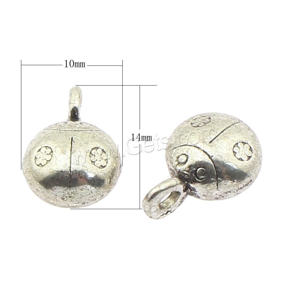 Zinc Alloy Jewelry Pendants, Ladybug, plated, more colors for choice, 10x14x6mm, Hole:Approx 2mm, Approx 250PCs/Bag, Sold By Bag