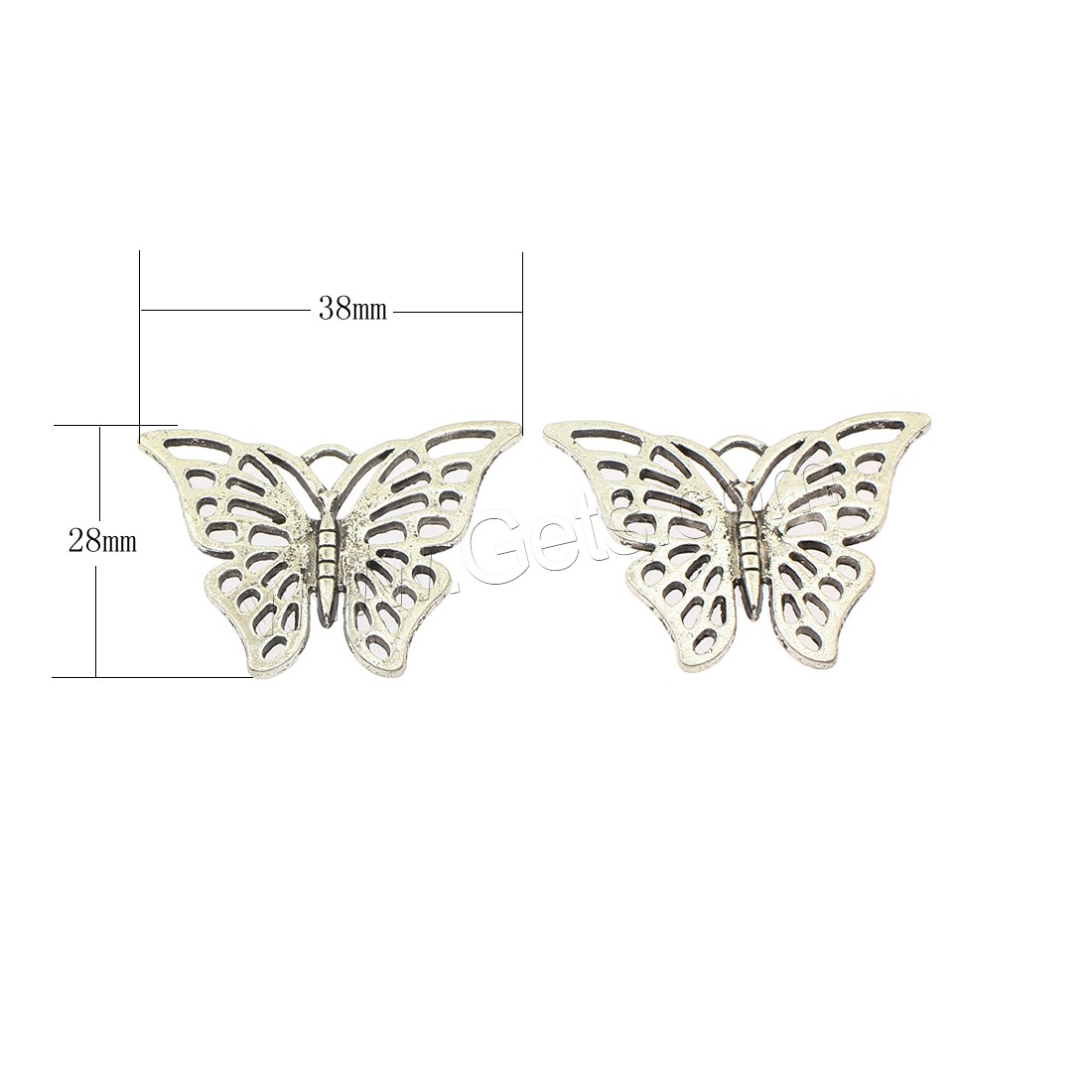 Zinklegierung Tier Anhänger, Schmetterling, plattiert, keine, 38x28x2mm, ca. 120PCs/Tasche, verkauft von Tasche