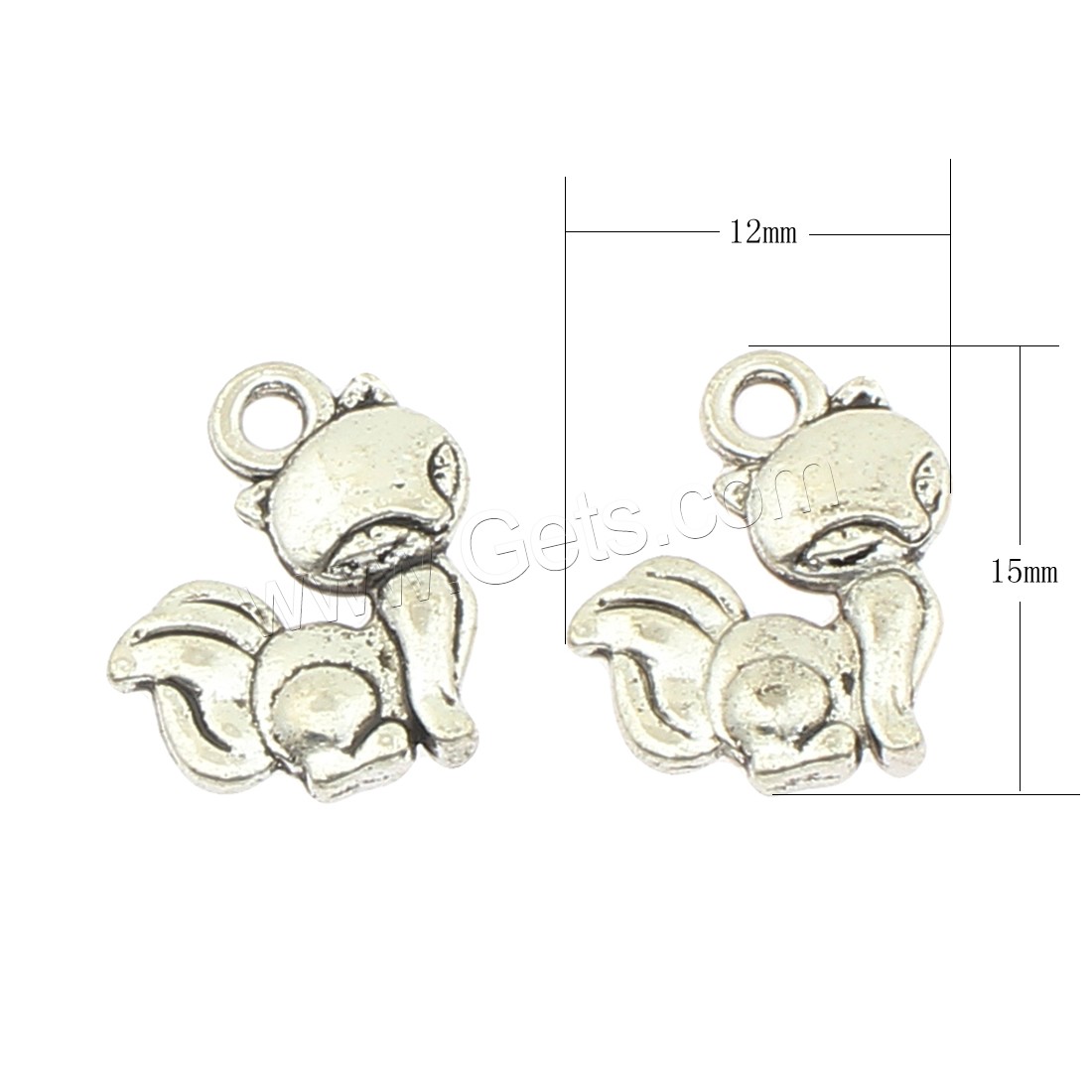 Zinc Alloy Animal Pendants, Fox, plated, more colors for choice, 12x15x3mm, Hole:Approx 2mm, Approx 450PCs/Bag, Sold By Bag