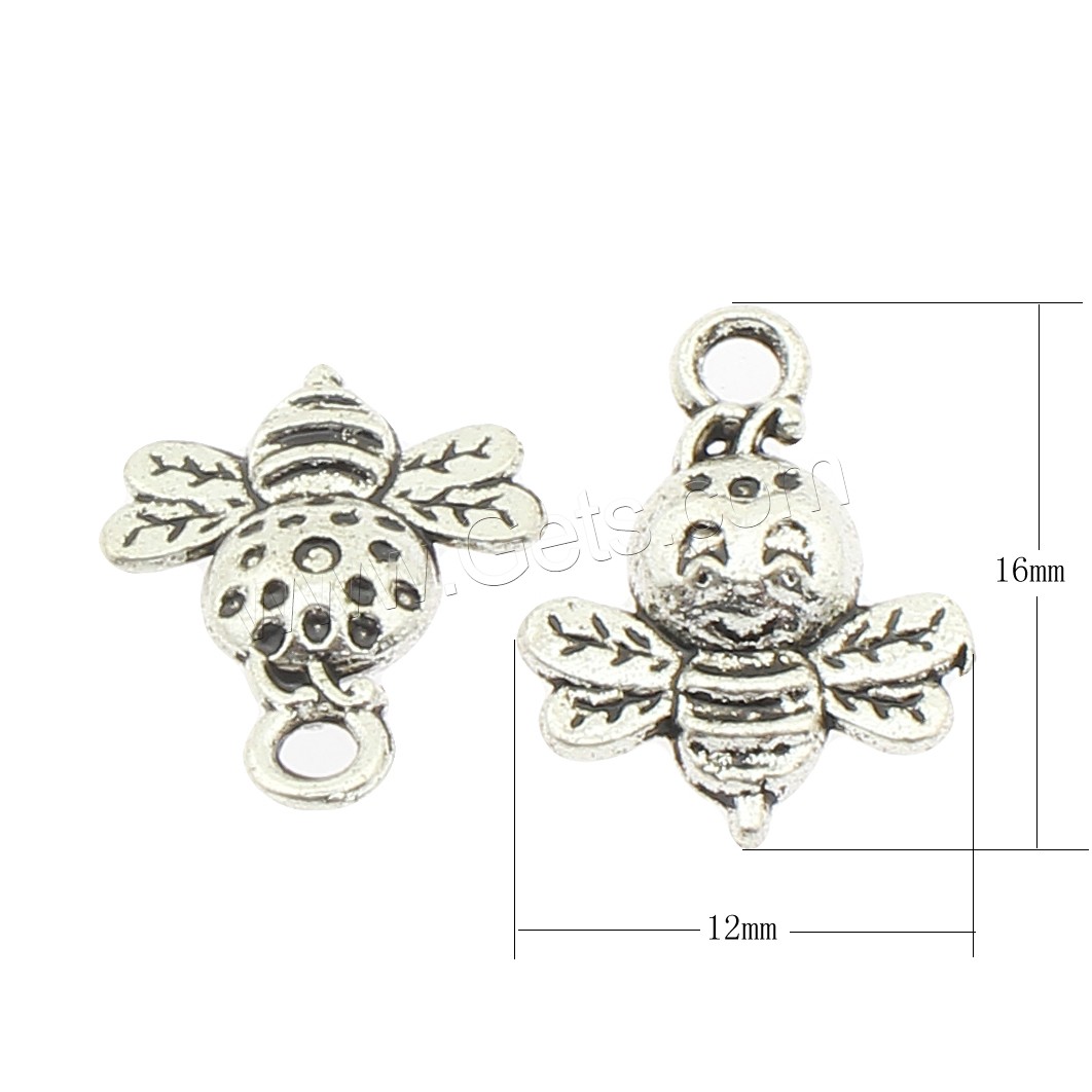 Zinc Alloy Animal Pendants, Bee, plated, more colors for choice, 12x16x4mm, Hole:Approx 2mm, Approx 450PCs/Bag, Sold By Bag