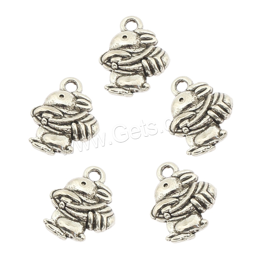 Zinc Alloy Animal Pendants, Rabbit, plated, more colors for choice, 12x15x3mm, Hole:Approx 2mm, Approx 410PCs/Bag, Sold By Bag