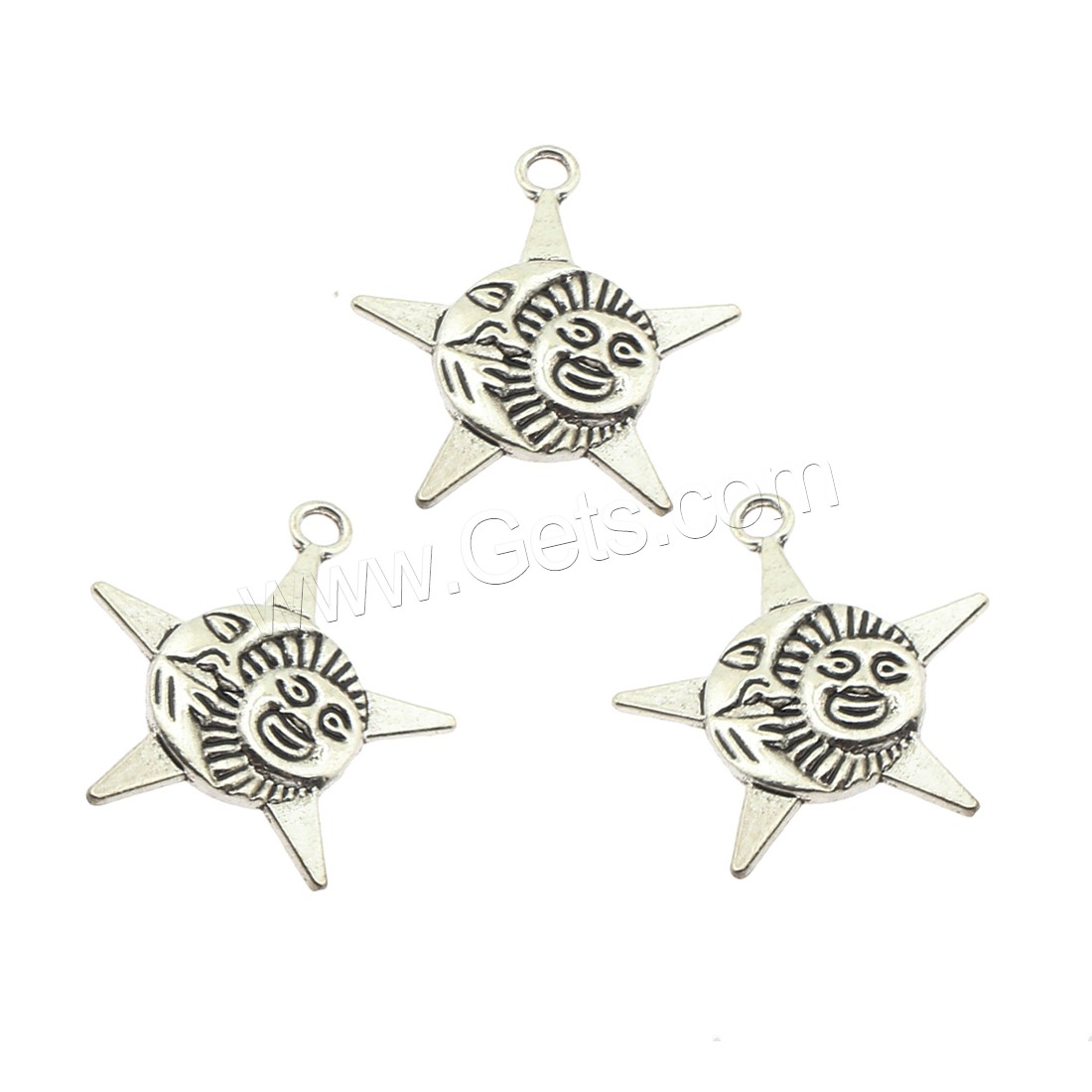 Zinc Alloy Star Pendant, plated, large hole, more colors for choice, 30x33x3mm, Hole:Approx 4mm, Approx 230PCs/Bag, Sold By Bag