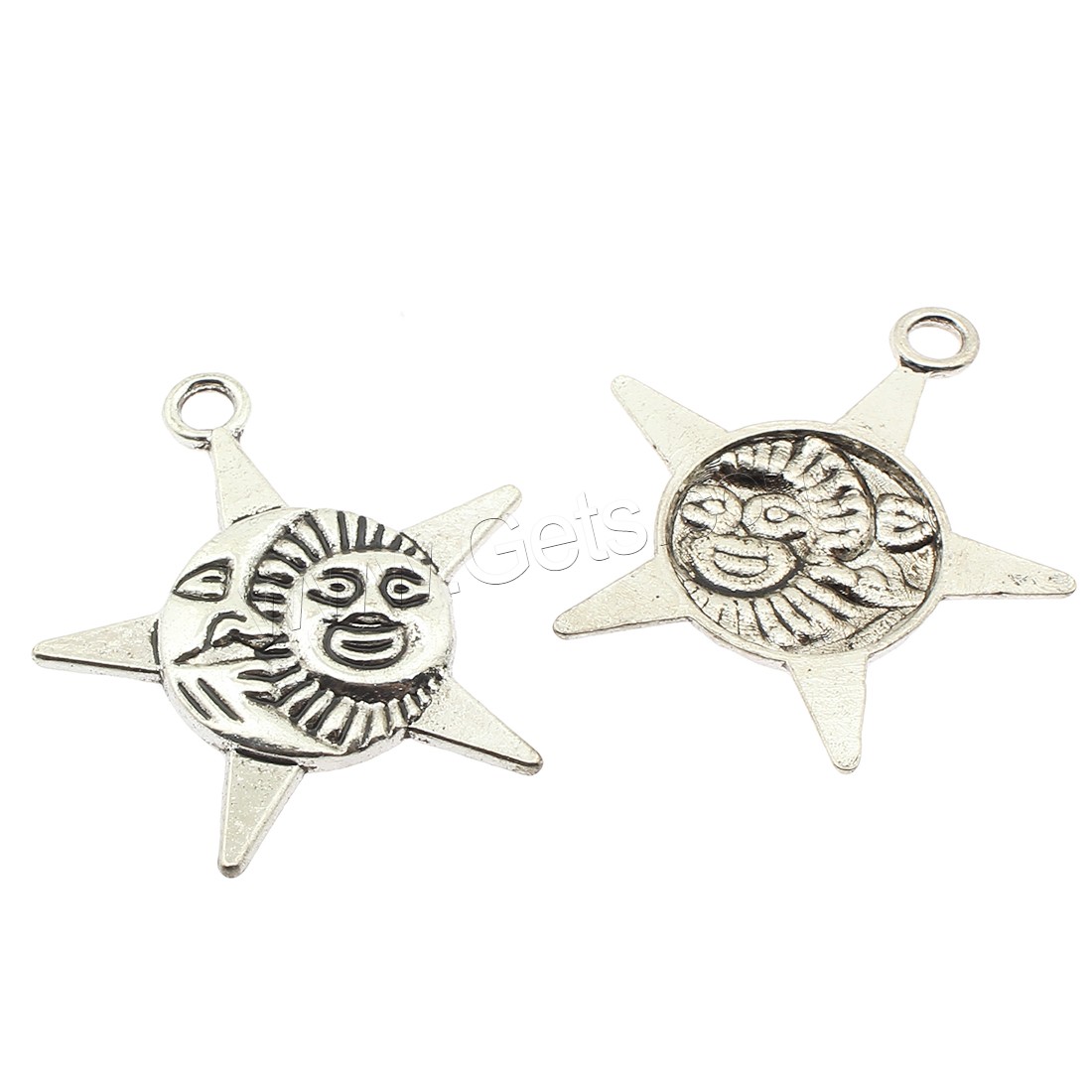 Zinc Alloy Star Pendant, plated, large hole, more colors for choice, 30x33x3mm, Hole:Approx 4mm, Approx 230PCs/Bag, Sold By Bag