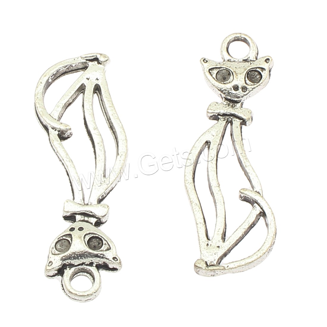 Zinklegierung Tier Anhänger, Katze, plattiert, großes Loch, keine, 32x11x2mm, Bohrung:ca. 3mm, ca. 270PCs/Tasche, verkauft von Tasche