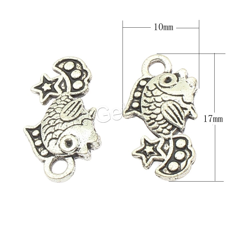 Zinc Alloy Animal Pendants, Fish, plated, more colors for choice, 17x10x3mm, Hole:Approx 2mm, Approx 450PCs/Bag, Sold By Bag