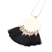 Brass Sweater Chain Necklace, with Polyester, Tassel, plated, Bohemian style & snake chain & for woman 95mm Approx 19.7 Inch 