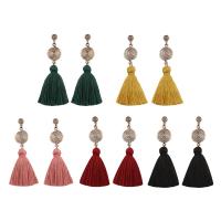 Zinc Alloy Tassel Earring, with Cotton Thread, stainless steel post pin, plated, for woman 