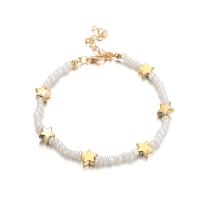Zinc Alloy Anklet, with Seedbead, with 5cm extender chain, Star, gold color plated, three pieces & for woman Approx 7.88 Inch 