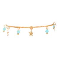 Zinc Alloy Anklet, with Crystal, with 5cm extender chain, gold color plated, twist oval chain & for woman Approx 2.88 Inch 