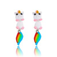 Polymer Clay Drop Earring, Unicorn, cute & for woman, multi-colored 