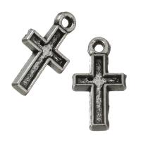 Цинкового сплава крест подвески, цинковый сплав, Инсус крест, чернеют, серебряный отверстие:Приблизительно 1mm, продается PC