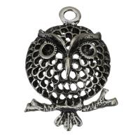 Zinc Alloy Animal Pendants, Owl, enamel & hollow, silver color 4mm Approx 3.5mm 