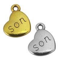 Zinc Alloy Heart Pendants, word son, plated, with letter pattern Approx 2mm 