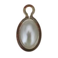 Resina colgantes de latón, metal, con perlas de resina, 5.5x11x4mm, agujero:aproximado 1.5mm, Vendido por UD