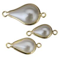 Conector de encanto de latón, metal, con perlas de resina, Gota, diverso tamaño para la opción & 1/1 aro, dorado, agujero:aproximado 1.5mm, Vendido por UD