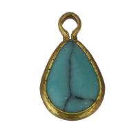 Brass Jewelry Pendants, with turquoise, Teardrop Approx 1.5mm 