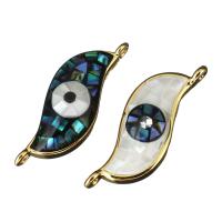 Brass Connector, with Shell & Abalone Shell, evil eye pattern & 1/1 loop Approx 1.5mm 
