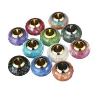 perle en laiton de styles pandore, avec coquille & coquille d'ormeau, tambour, sans filetage, plus de couleurs à choisir Environ 4mm, Vendu par PC