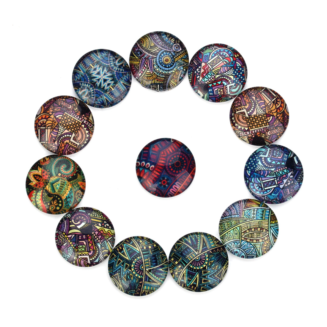 Glass Cabochon, with Paper, time gem jewelry & different size for choice & flat back, mixed colors, 20PC/Bag, Sold By Bag