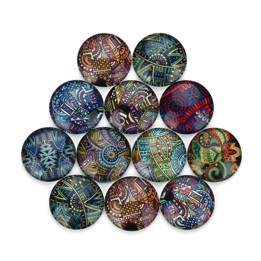 Glass Cabochon, with Paper, time gem jewelry & different size for choice & flat back, mixed colors, 20PC/Bag, Sold By Bag