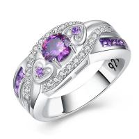Zircon pavent l'anneau en laiton de doigt, Placage, bijoux de mode & normes différentes pour le choix & pavé de micro zircon & pour femme, violet Vendu par PC
