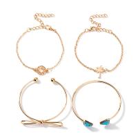 Zinc Alloy Bracelet Set, cuff bangle & bracelet, with turquoise, plated, 4 pieces & fashion jewelry & for woman 