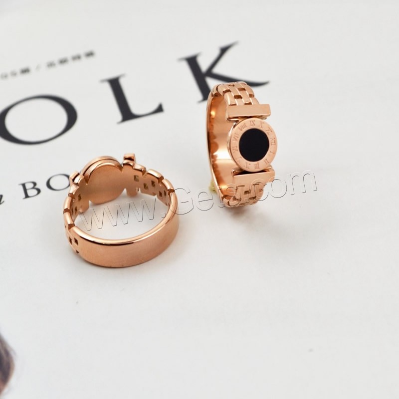 Titanium Steel Finger Ring, plated, fashion jewelry & different size for choice & for woman, rose gold color, 42mm, Sold By PC